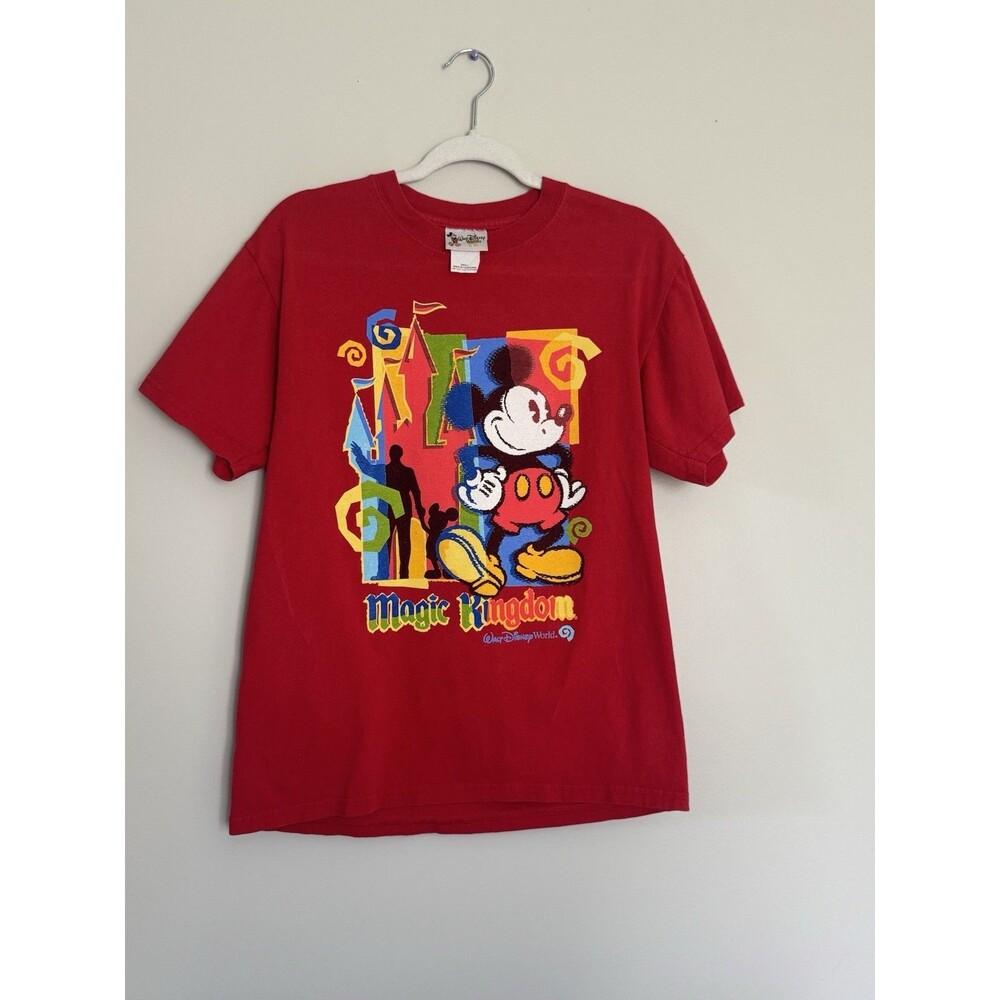 Vintage Disney World Shirt Womens Small World Red Mickey Mouse Magic Kingdom
